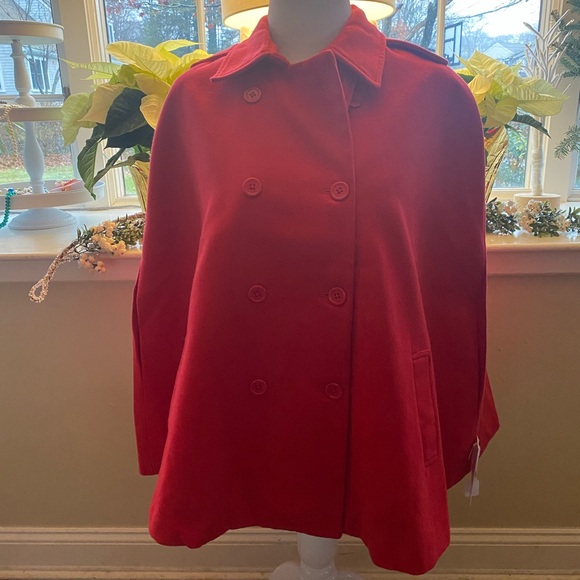 Red wool poncho coat ❤️😍🥰❤️😍🥰❤️😍🥰 - Picture 4 of 13